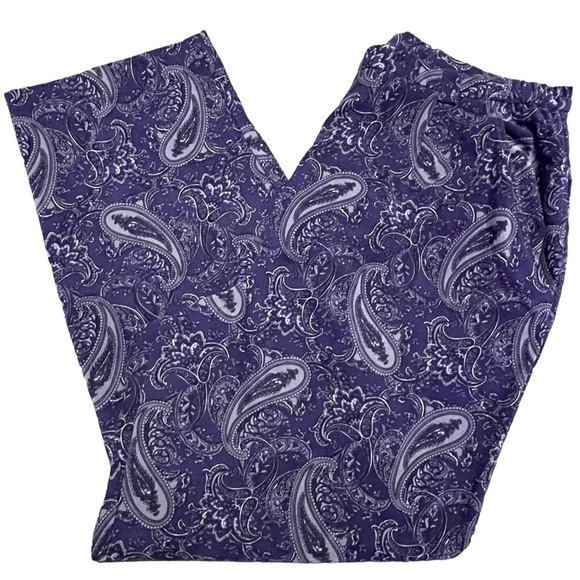 Coldwater Creek Purple Velvet Paisley Print Pants - Sz XL (16/18) - Picture 1 of 11
